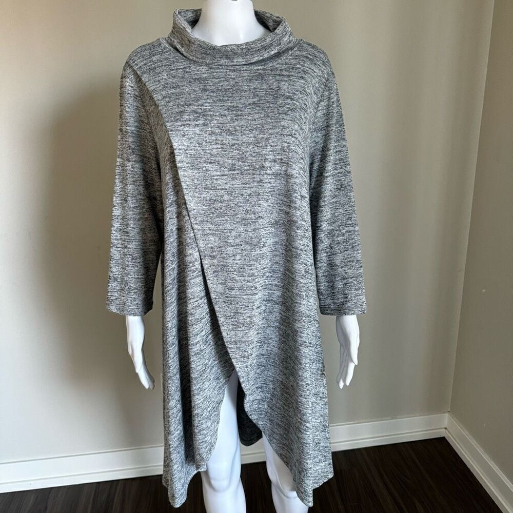 P. Luca Milano Cowl Neck Oversized Sweater Dress Gray XL